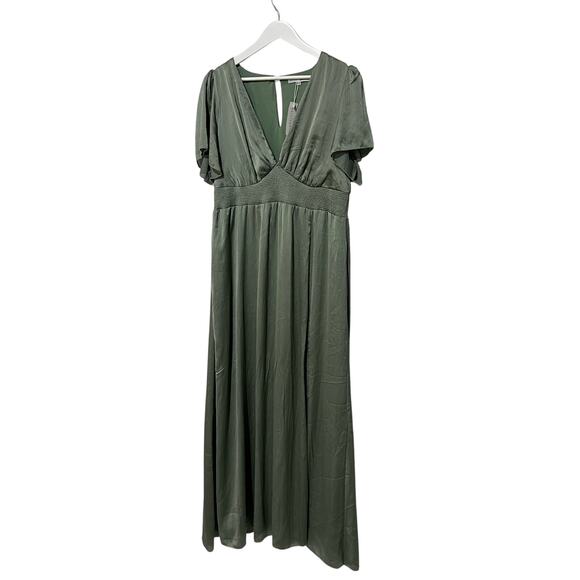 BALTIC BORN WOMENS SIZE XXLARGE PRAGUE SATIN MAXI DRESS GREEN NEW - Picture 4 of 13